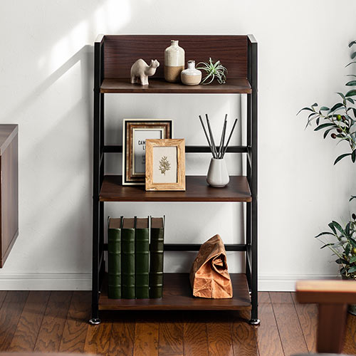 オープンラック シェルフラック 木製 3段 オープンシェルフ スチール脚