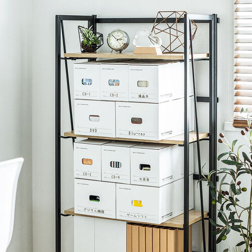 マルチ収納ボックスケース（Mサイズ・5個セット・段ボール製・組み立て