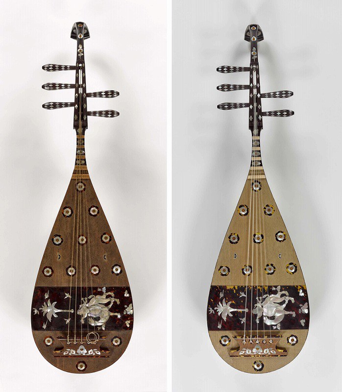 正倉院「螺鈿紫檀五絃琵琶」 精巧な模造品を初公開 [写真特集1/4
