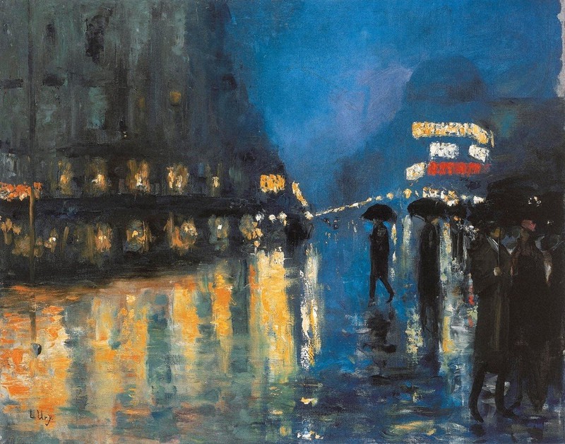 アートの扉：レッサー・ユリィ 夜のポツダム広場 冷気感じる都市の雨