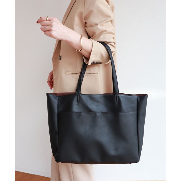 フェイクレザー 合皮 トートバッグ[品番：AZ000003626]｜andme