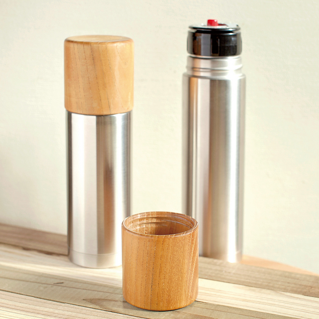 木製コップと魔法瓶の水筒「Bottle」 - MokuNeji × SUS gallery