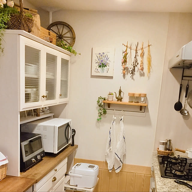 ミヤコ商事 フレンチカントリー 食器棚 レンジ台 レンジボード 完成品