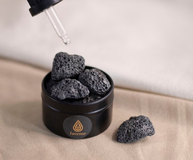 台湾 天然水晶ストーンディフューザーアロマオイルセット黒火山石 樂意