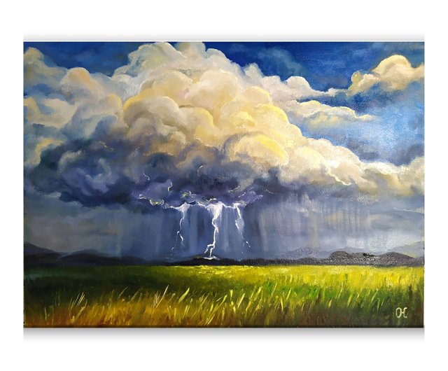 送料無料】ロシア 手繪油スケッチ 風景画 雨の油絵 フィールドウォール