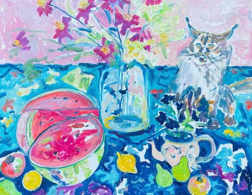 ロシア サマー ガーデン アートワーク上の原 抽象油絵 静物画