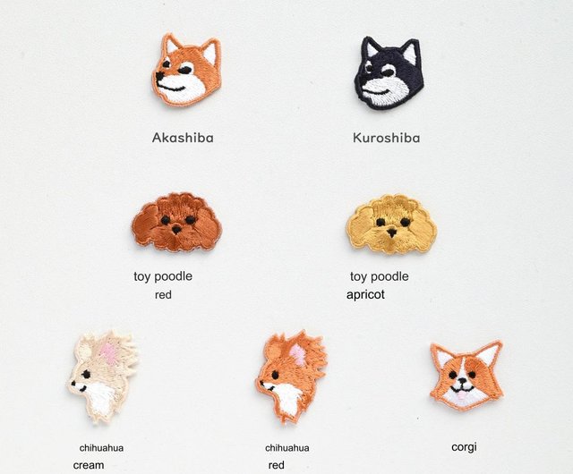 トップファスナーポーチ 【 simple ワッペン 犬 】 刺繍 小物入れ