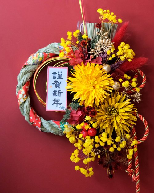 新年祈願しめ縄飾り/3Mフック・ギフトボックス付き/爆竹賀歳モデル