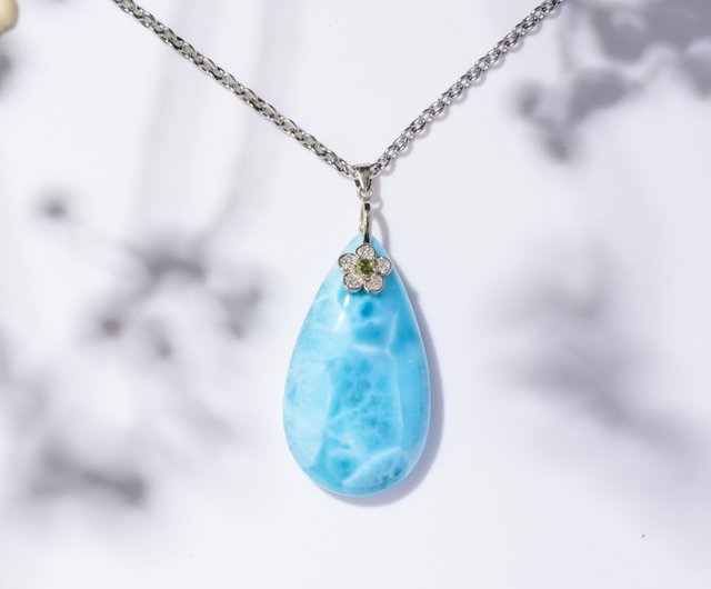 送料無料】台湾 小さなお花と海 | ラリマー ペクトライト ペリドットを