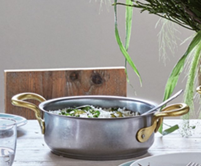 台湾 【サンボネ】 1965 ヴィンテージシリーズステンレス両耳浅鍋 24cm