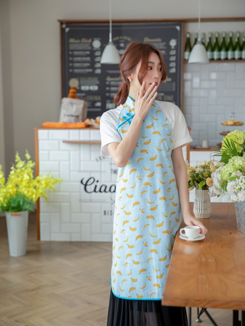 台湾 バナナ柄チャイナドレス風エプロン Cheongsam Monmon - Pinkoi