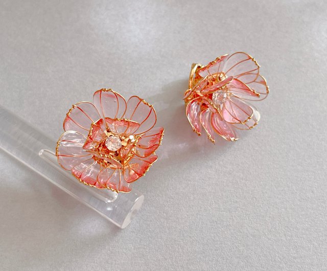 ワイヤーレジンフラワー 直付きタイプ 桜ピンク Rouge more… | ピアス