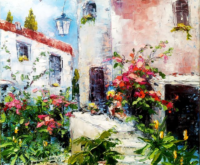 送料無料】ウクライナ イタリア絵画 アマフィ オリジナルアート