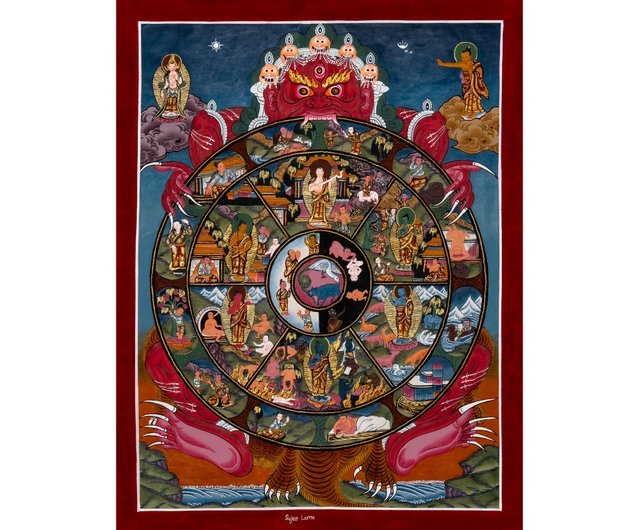 ネパール タンカ傑作-チベット仏教の輪廻の絵 Boudha Stupa Thanka