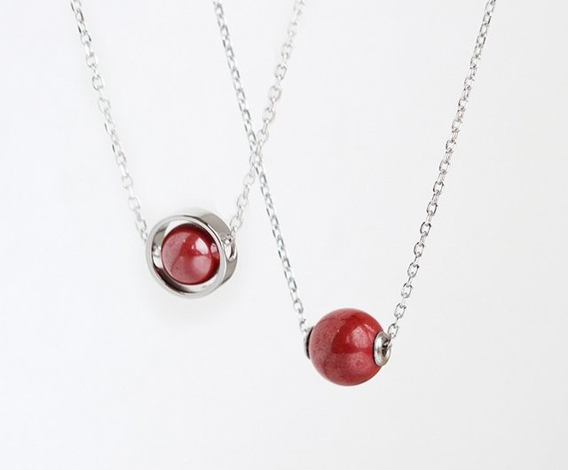 時来運転ネックレス VISHI 天然朱砂 S925純銀 原鉱辰砂 赤色 本命年