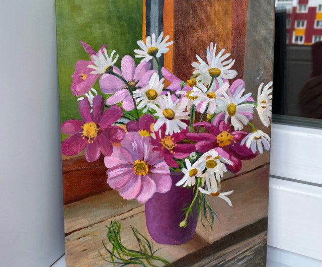 ロシア ワイルドフラワーオリジナルアートフラワー油絵キャンバス