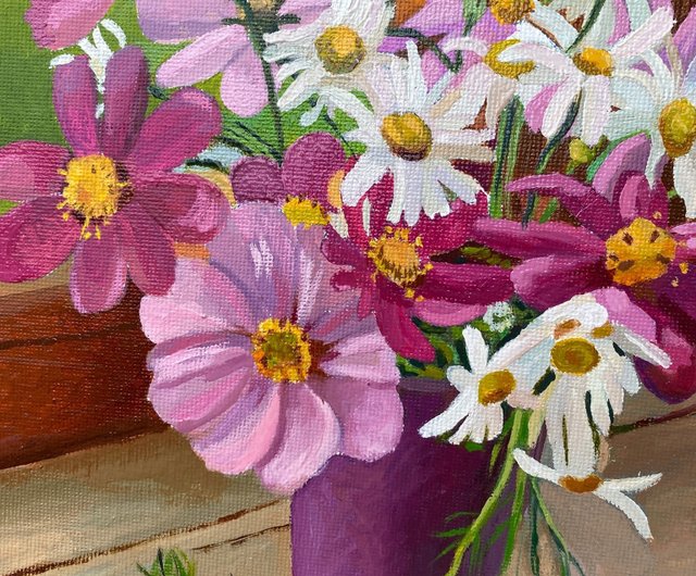 ロシア ワイルドフラワーオリジナルアートフラワー油絵キャンバス