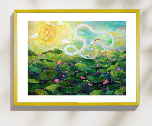 アートポスター】開運 幸運 人気 龍神 龍 白龍 蓮 INFINITY ARTIST NAO