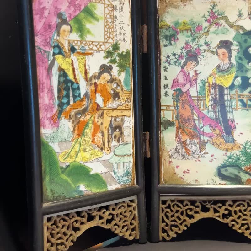 金陵十二釵瓷板畫屏風瓷板畫瓷器紅樓夢藝術收藏中國傳統山奇藝術｜擺飾