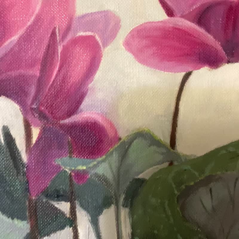 送料無料】エジプト シクラメンの花の油絵 写実的な花の芸術 30 x 20