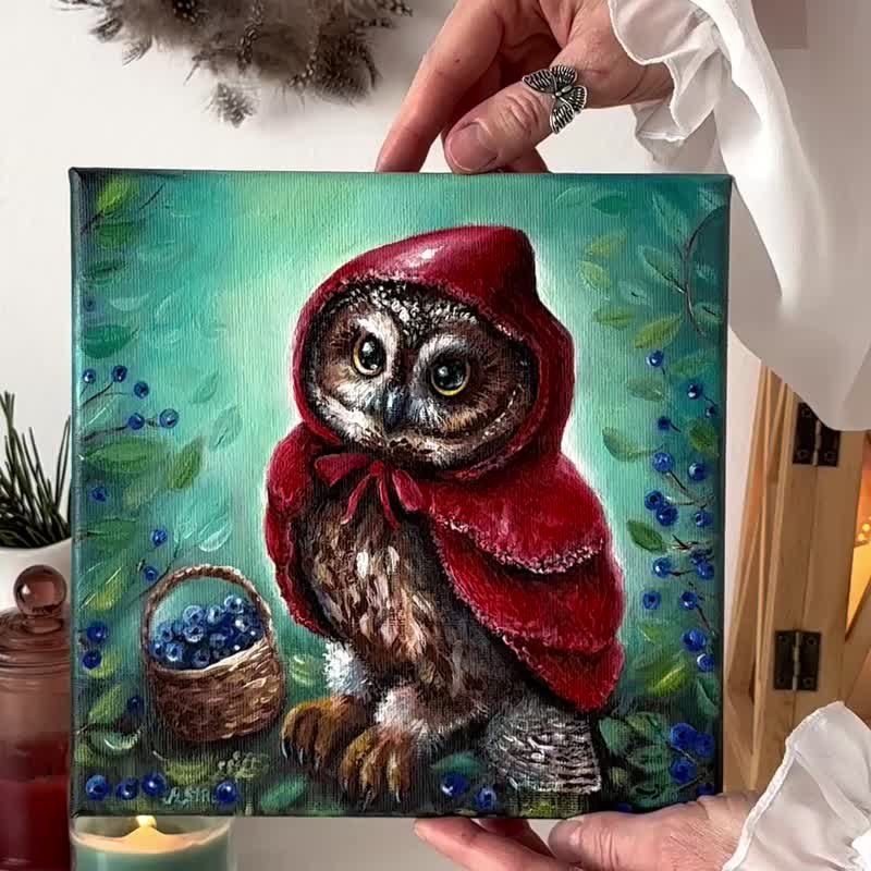 送料無料 10%OFF】スロバキア キャンバスに描かれたフクロウの