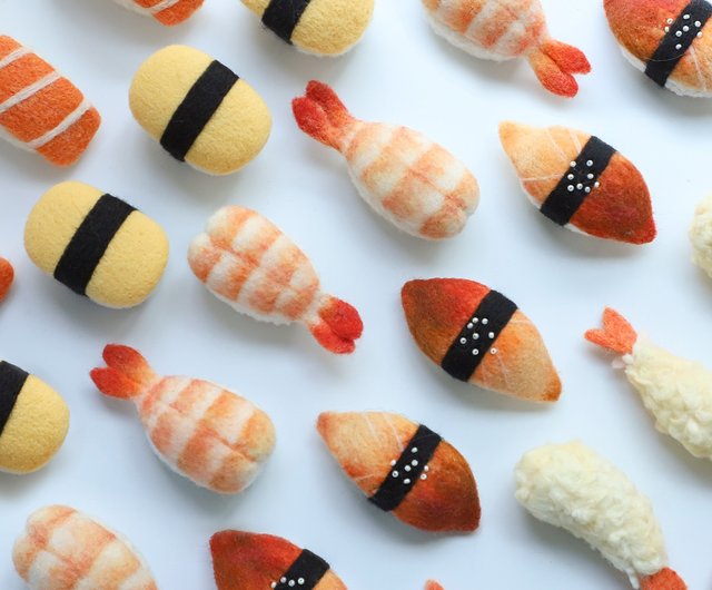 羊毛フェルト手作り 寿司シリーズ サーモン 天ぷら うなぎ マグロ