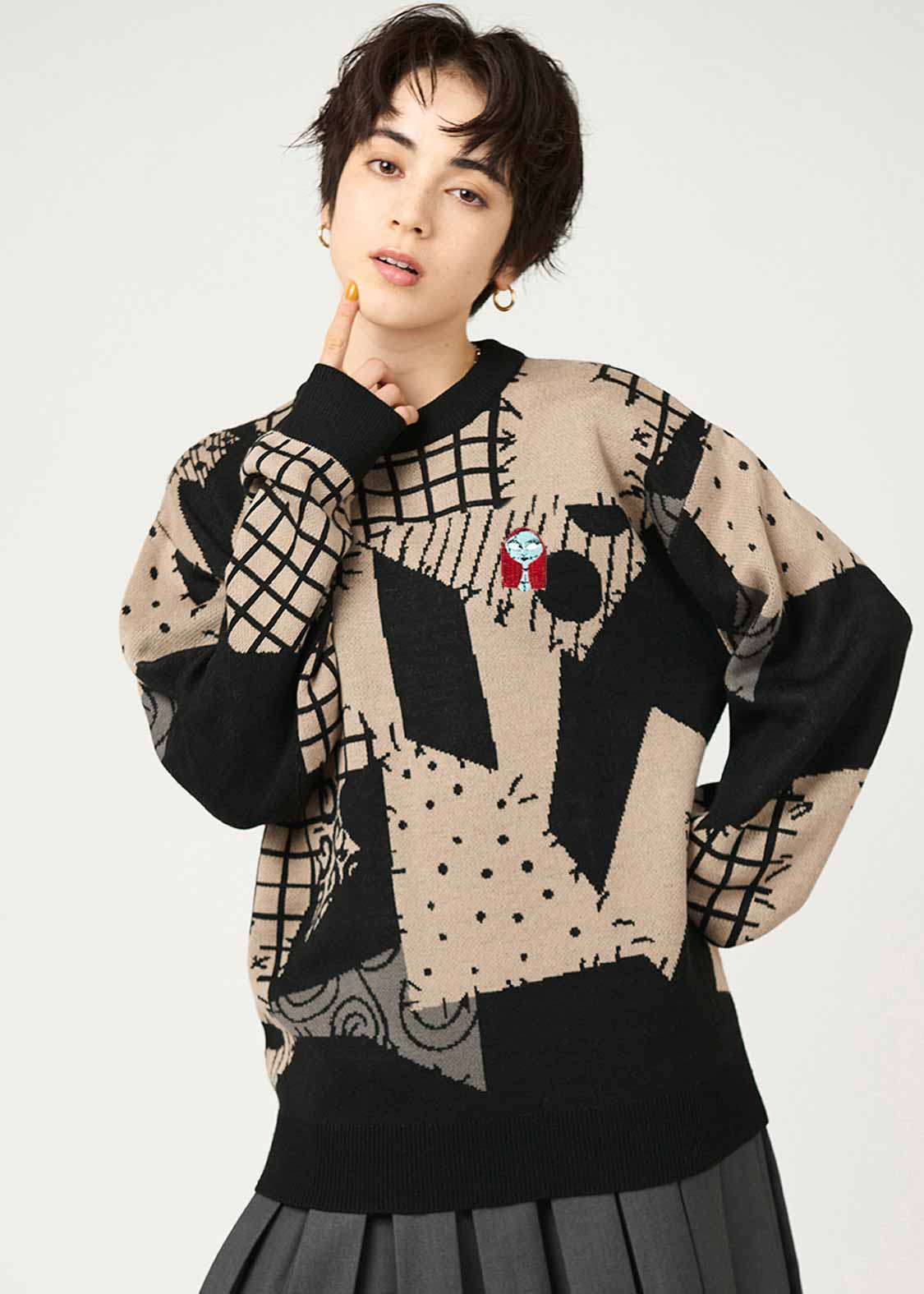 グラニフ Re:繋がる ウォッシャブルジャカードニット アジカン XL 中古