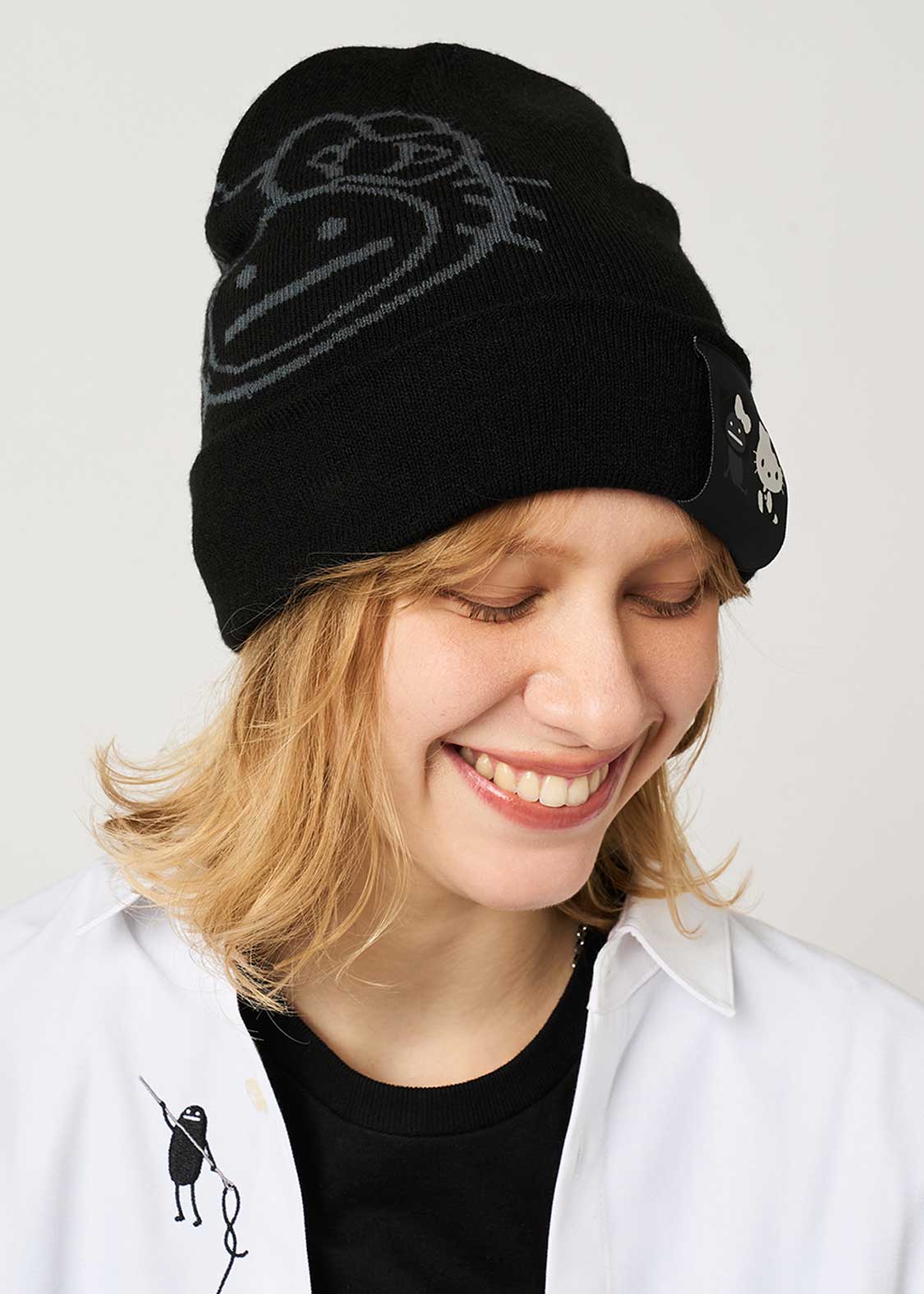 HELLO SHADOW フェイス｜ジャカードニットキャップ｜ユニセックス