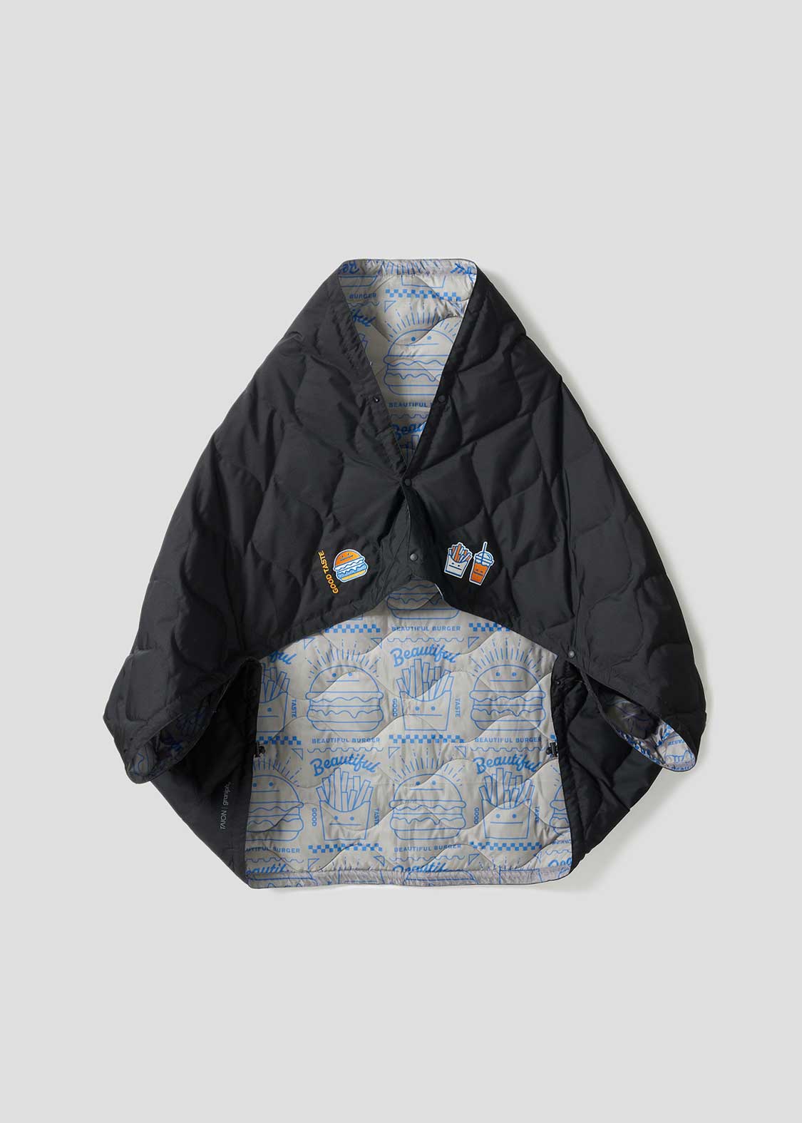 ビューティフルシャドーバーガー(TAION)｜ダウンポンチョブランケット