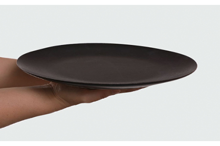 美濃焼】グレージュ黒マット皿大小28cmと18cm【陶土う庵】（3228-0105