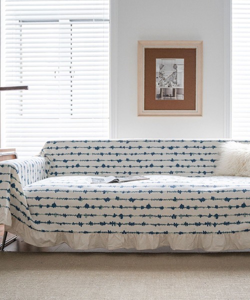 セール】レトロアンティークフリンジ花柄ソファーカバー（ブランケット