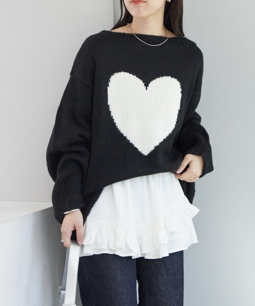 セール】【前後両前】ジャガードハートニット（ニット/セーター