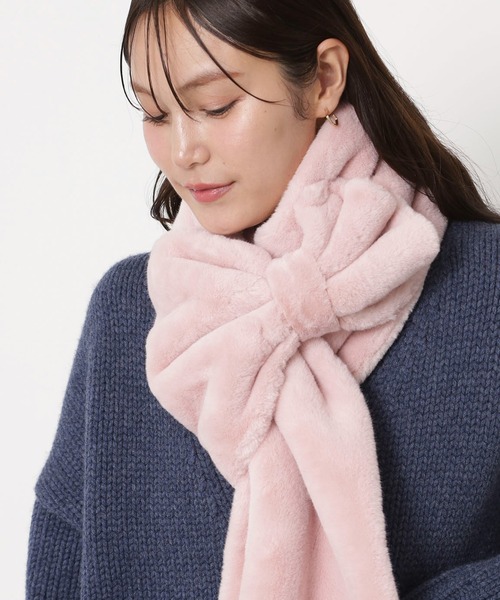 セール】【WEB限定】フェイクファーマフラー 'ビッグリボン' ギフト