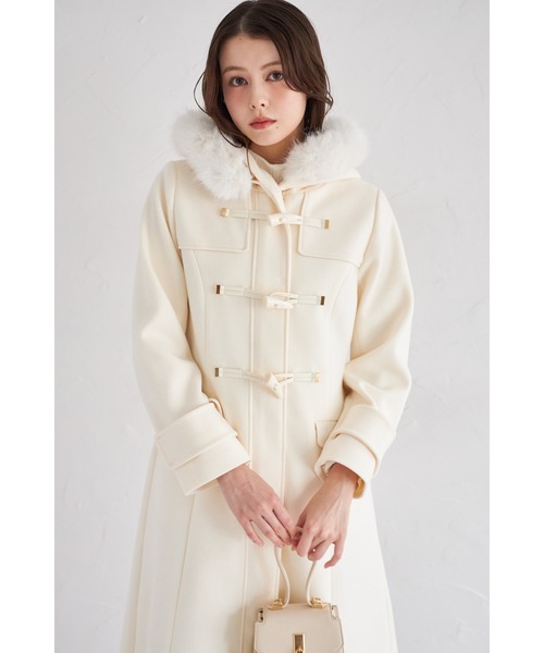 取り外し可能なファー付きフィット＆フレアシルエットダッフルコート
