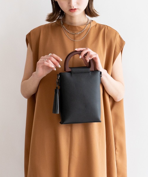 セール】ウッドハンドル2wayポシェット（ショルダーバッグ