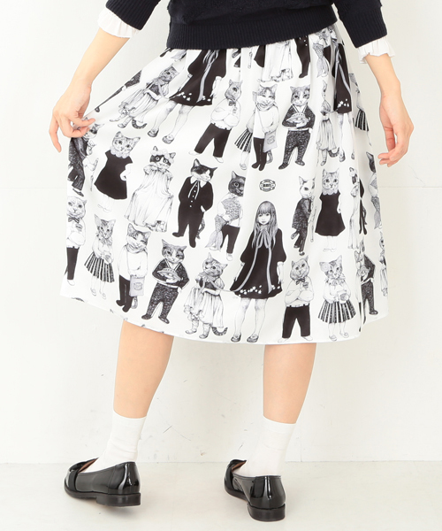 mmts（マミタス）の「ヒグチユウコ×mmts / 猫10匹 総柄 スカート