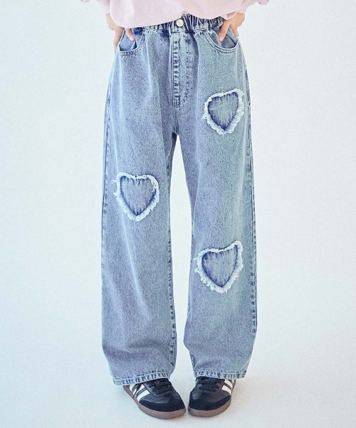 chum】ハート刺繍 着映え デニムパンツ（デニムパンツ）｜chum by