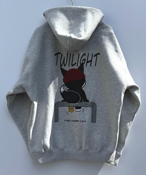 T-MAC サガラ刺繍ニット帽キツネ オーバーサイズ 裏起毛スウェット