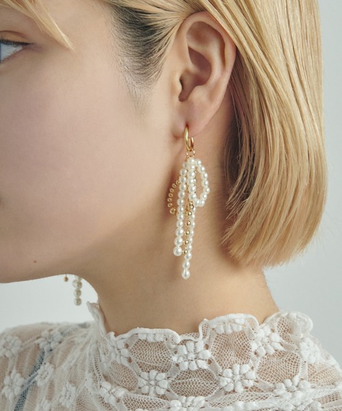 セール】パール × ボール チェーン イヤリング（イヤリング）｜GOLDY