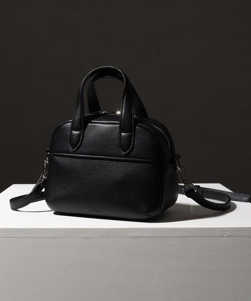 welise×ADAMPATEK】リアルレザー 2wayショルダーミニボストンバッグ