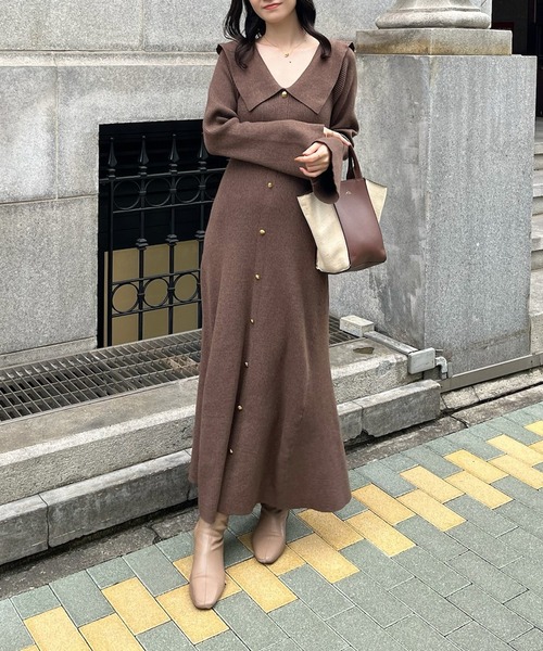 セーラーカラーニットワンピース（ワンピース）｜one after another