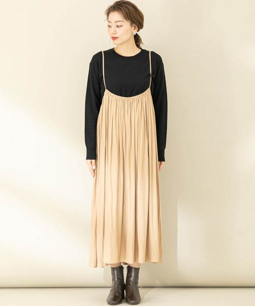 セール】プリーツキャミワンピ×クルーニット（ワンピース）｜URBAN