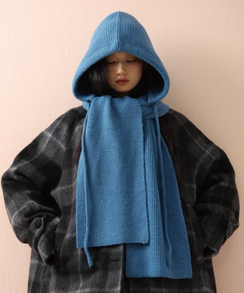 セール】【ラスト入荷】＼頭まですっぽり／フード型 ニットマフラー