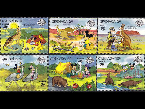 ディズニー ミッキーマウス、ミニーなど（グレナダ 1988年）の外国切手