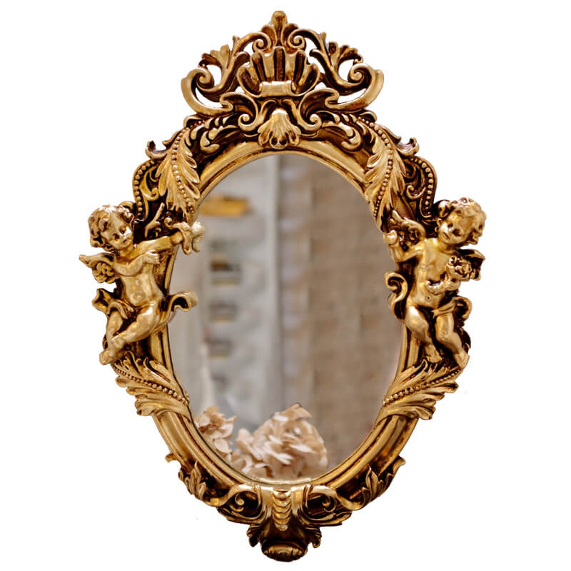 Vintage Baroque Mirror in Distressed Gold Angel Finish – CharmyDecor