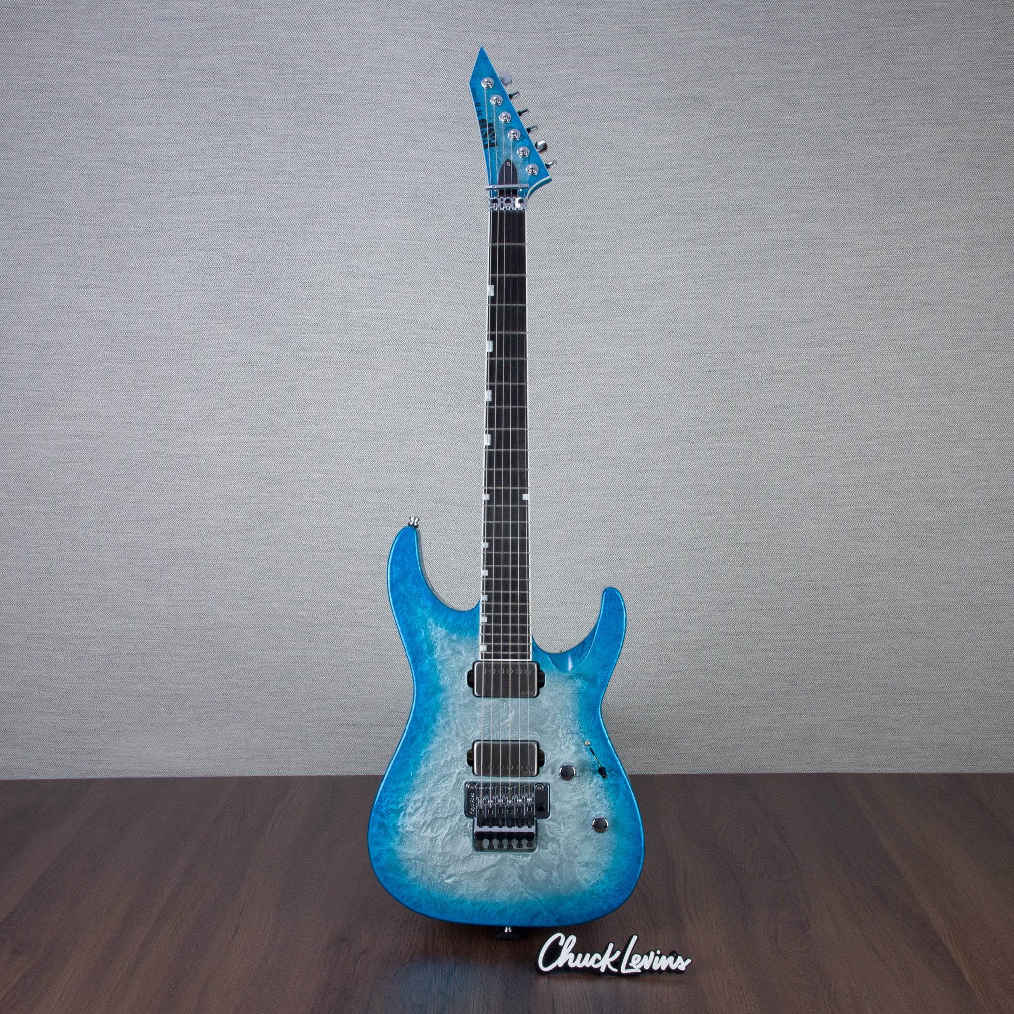 ESP M-II CTM FR Electric Guitar - Liquid Metal Silver/Blue Burst