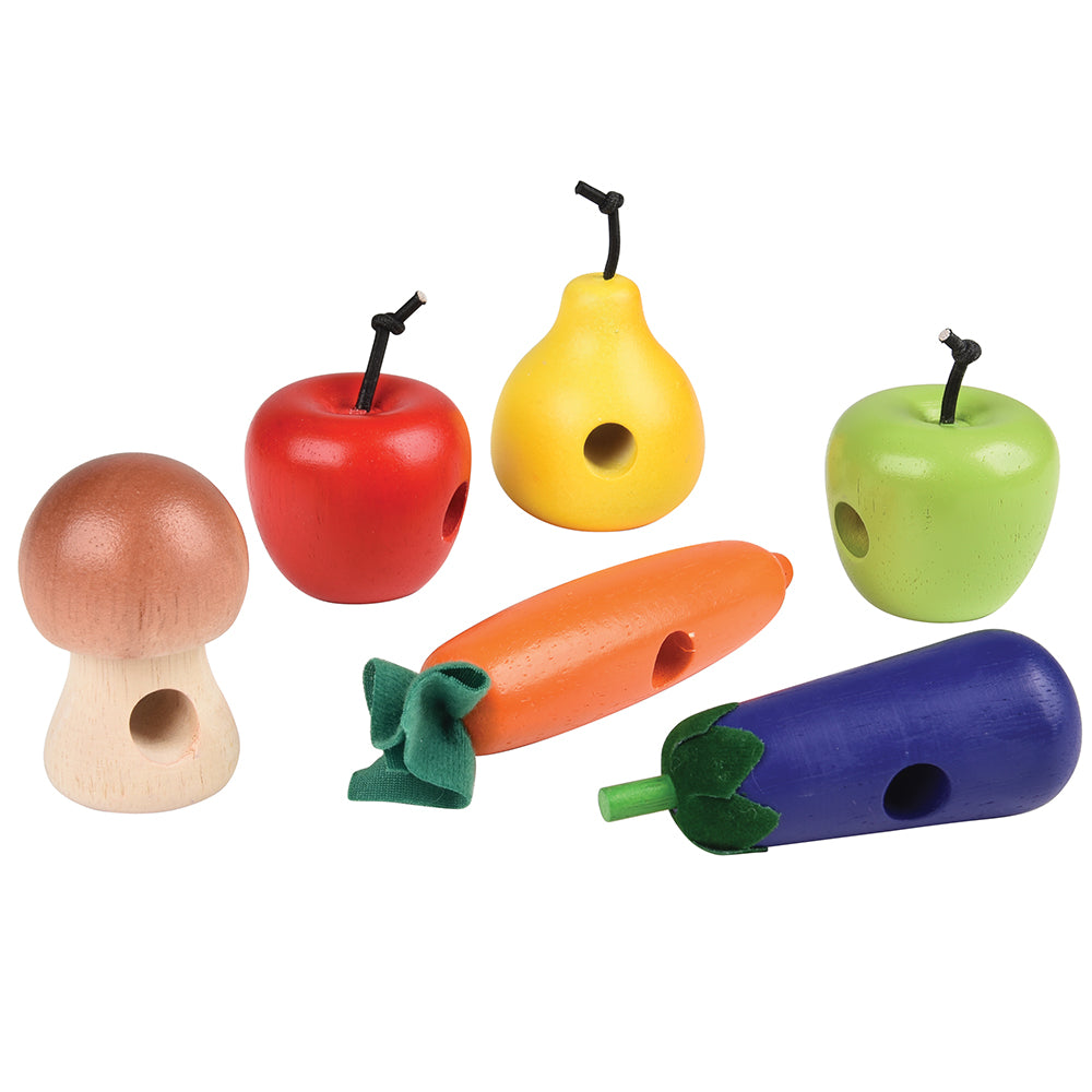 Constructive Playthings Exclusive Fruit & Veggie Threading Set