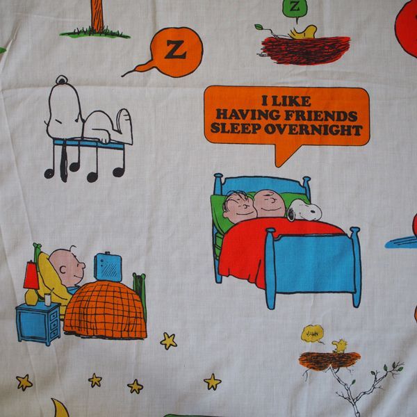 ヴィンテージシーツ スヌーピー おやすみZZZ・・・