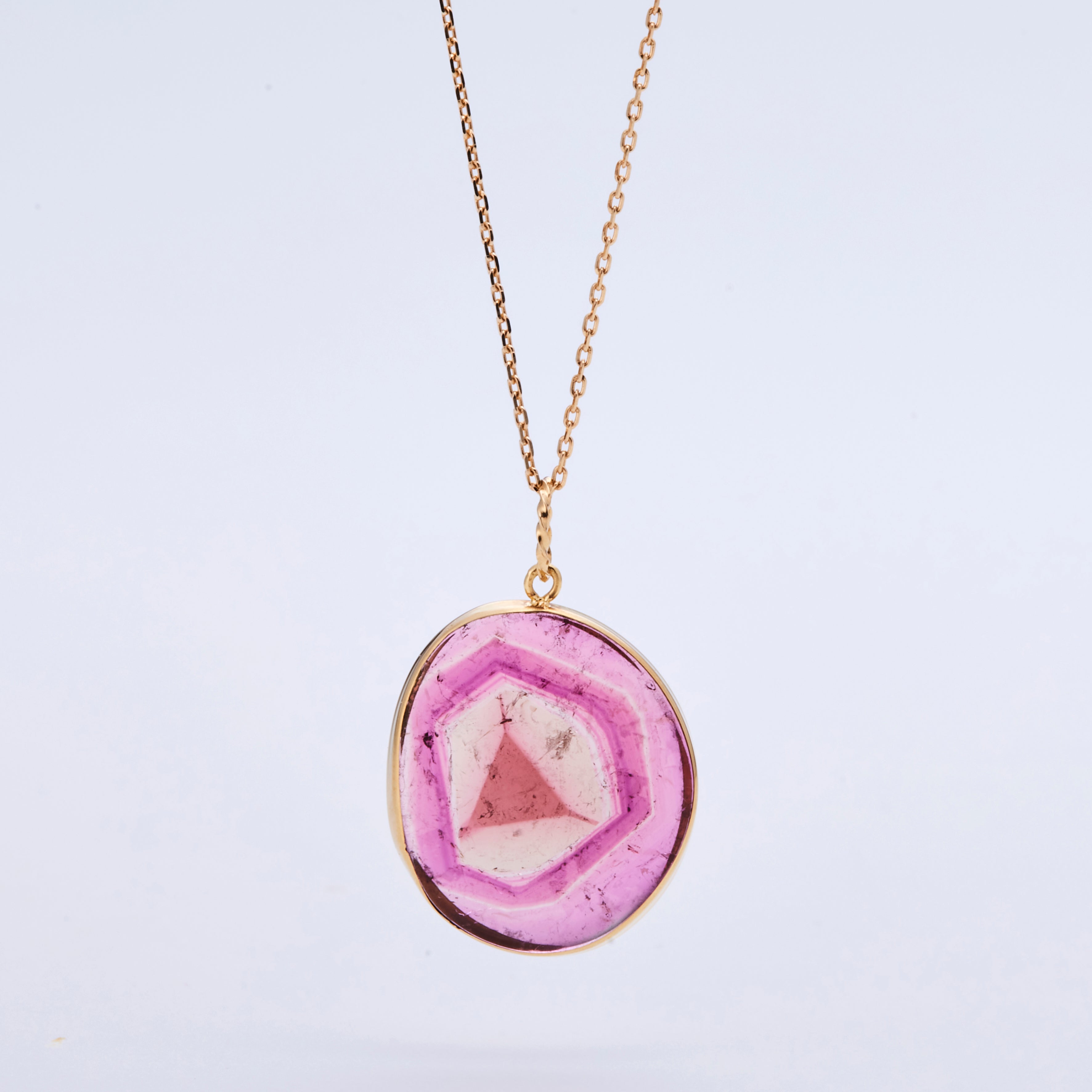 K18YG トルマリン ピンク ウォーターメロン ペンダントトップ