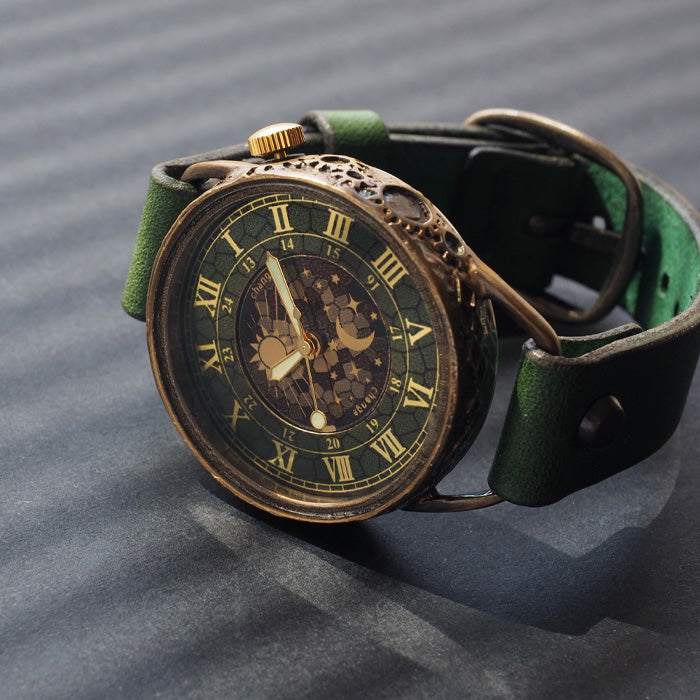 KINO(キノ) 手作り腕時計 チェンジワールド SUN＆MOON グリーン [L-13